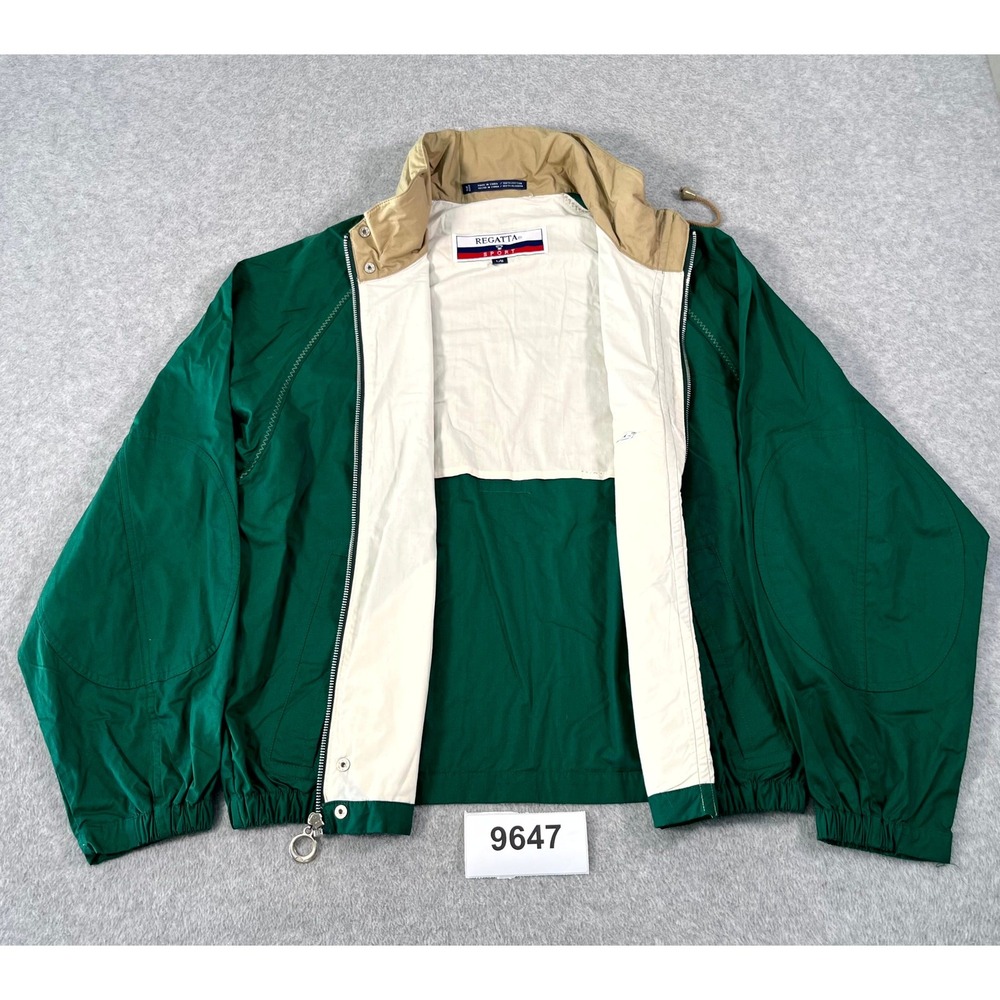 Regatta Sport Windbreaker Jacket Mens Large Green Lined Cotton Raglan Sleeve